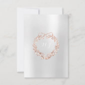 ブライダルシャワーフローラリースシルバーピンクローズ金ゴールド 招待状 (裏面)