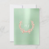 ブライダルシャワーフローラリースバラ金ゴールドミントグリーン 招待状 (裏面)
