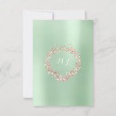 ブライダルシャワーフローラリースミントピンクローズ金ゴールド 招待状 (裏面)