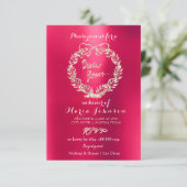 ブライダルシャワーフローラリースラズベリーピンクローズ 招待状 (スタンド正面)