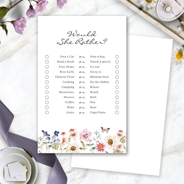 ブライダルシャワーフローラルゲーム (Bridal Shower Floral Would She Rather Game by Painted Paperie
)