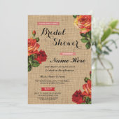 ブライダルシャワーフローラレッドロセスバーラップ招待状 招待状 (スタンド正面)