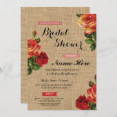 ブライダルシャワーフローラレッドロセスバーラップ招待状 招待状 (正面/裏面)