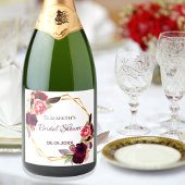 ブライダルシャワーフローラ幾何学白色ブルゴーニュ スパークリングワインラベル