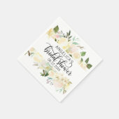 ブライダルシャワーフローラ水彩ピンクアイボリー スタンダードカクテルナプキン (角)