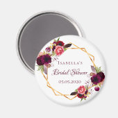 ブライダルシャワーフローラ金ゴールドジオホワイトブルゴーニュ マグネット (正面/裏面)