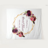 ブライダルシャワーフローラ金ゴールド幾何学的ブルゴーニュ名 タペストリー (正面(横))