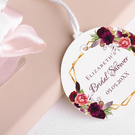 ブライダルシャワーフローラ金ゴールド幾何学的燃焼 フェイバータグ