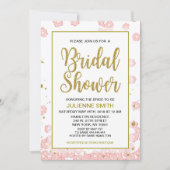 ブライダルシャワーフローラ|ピンクと金ゴールドグリッター 招待状 (正面)