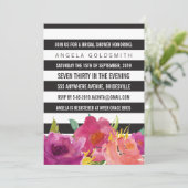 ブライダルシャワーフローラ(白黒ストライプ) 招待状 (スタンド正面)