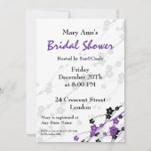 ブライダルシャワーフ日本のラワーズパープル 招待状 (裏面)