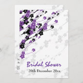 ブライダルシャワーフ日本のラワーズパープル 招待状 (正面/裏面)
