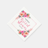 ブライダルシャワーブライトピンク水彩フローラ スタンダードカクテルナプキン (角)