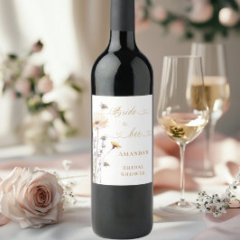 ブライダルシャワーブライドトゥビー ワイルドフラワーズ アイボリー ワインラベル