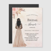 ブライダルシャワーブライドバラ金ゴールド赤面パンパスラグジュアリー マグネット招待状 (正面/裏面)