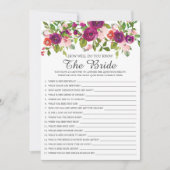 ブライダルシャワーブライド·ゲームをどれほどよく知っているか 招待状 (正面)