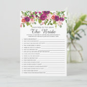 ブライダルシャワーブライド·ゲームをどれほどよく知っているか 招待状 (スタンド正面)