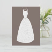 ブライダルシャワーブラウン結婚ホワイトズドレス招待状 招待状 (スタンド正面)