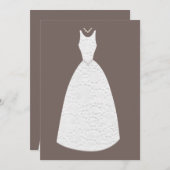 ブライダルシャワーブラウン結婚ホワイトズドレス招待状 招待状 (正面/裏面)
