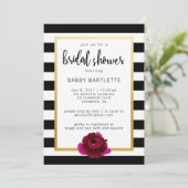 ブライダルシャワーブラックアンドホワイトストライプ招待状 招待状 (スタンド正面)