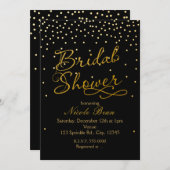 ブライダルシャワーブラックゴールドフォイル紙吹雪招待状 招待状 (正面/裏面)