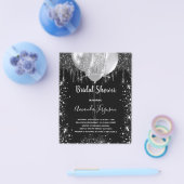 ブライダルシャワーブラックシルバーの予算案の招待状 チラシ (シングル)