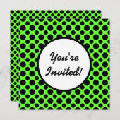 ブライダルシャワーブラック水玉模様オングリーン招待状 招待状 (正面/裏面)