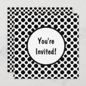 ブライダルシャワーブラック水玉模様オンホワイト招待状 招待状 (正面/裏面)