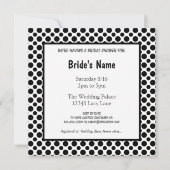 ブライダルシャワーブラック水玉模様オンホワイト招待状 招待状 (裏面)