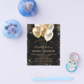 ブライダルシャワーブラック金ゴールドグリッターバルーン予算 チラシ (シングル)