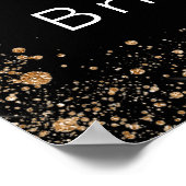 ブライダルシャワーブラック金ゴールドグリッターパーティー歓迎 ポスター (角)