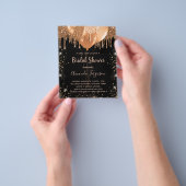 ブライダルシャワーブラック金ゴールドグリッター予算 チラシ (手)