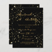 ブライダルシャワーブラック金ゴールドブランチの泡状の招待 ポストカード (正面/裏面)