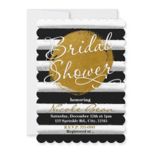 ブライダルシャワーブラック金ゴールド水彩招待状