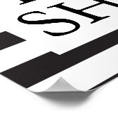 ブライダルシャワーブラック&ホワイトストライプズ ポスター (角)