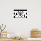 ブライダルシャワーブラック&ホワイトストライプズ ポスター (キッチン)