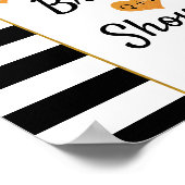 ブライダルシャワーブラック&ホワイトストライプズKing & Queen ポスター (角)