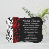 ブライダルシャワーブラック、ホワイト、レッド・スワール 招待状 (スタンド正面)