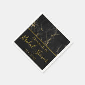 ブライダルシャワーブラック&金ゴールドエレガント大理石 スタンダードカクテルナプキン (角)