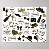 ブライダルシャワーブラック&金ゴールドフォトブースのサインプロップ ポスター (正面)