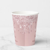ブライダルシャワーブラッシュピンクグリッター モノグラム 紙コップ (右)