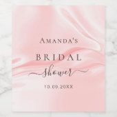 ブライダルシャワーブラッシュピンクシルクサテンの名前 ワインラベル (シングルラベル)