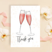 ブライダルシャワーブラッシュピンク水彩 champagne サンキューカード