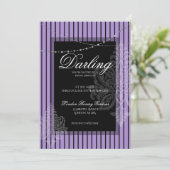 ブライダルシャワーブランチと花嫁パープルブラック 招待状 (スタンド正面)