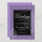 ブライダルシャワーブランチと花嫁パープルブラック 招待状 (正面/裏面)