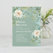 ブライダルシャワーブランチシルバーセージユーカリプトゥスフラワー 招待状 (スタンド正面)