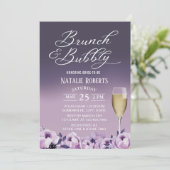 ブライダルシャワーブランチバブリーエレガントパープルフローラ 招待状 (スタンド正面)