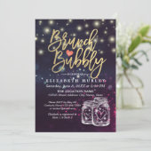 ブライダルシャワーブランチバブーブリーメイソンジャールパープルライト 招待状 (スタンド正面)