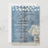 ブライダルシャワーブランチ素朴フローラジャールダスティブルー 招待状 (正面)