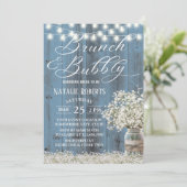 ブライダルシャワーブランチ素朴フローラジャールダスティブルー 招待状 (スタンド正面)